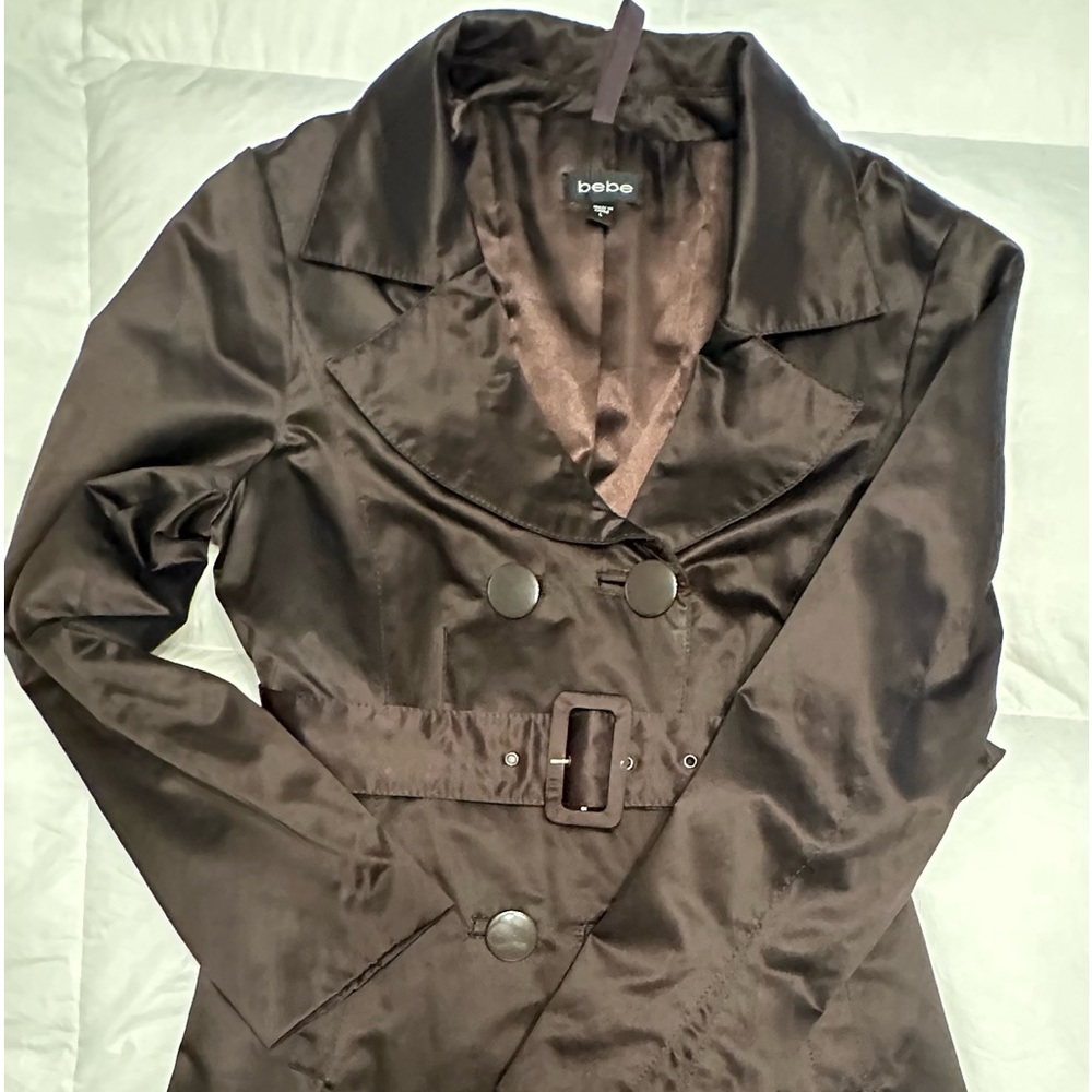 Vintage Bebe Brown Satin Trench Coat
